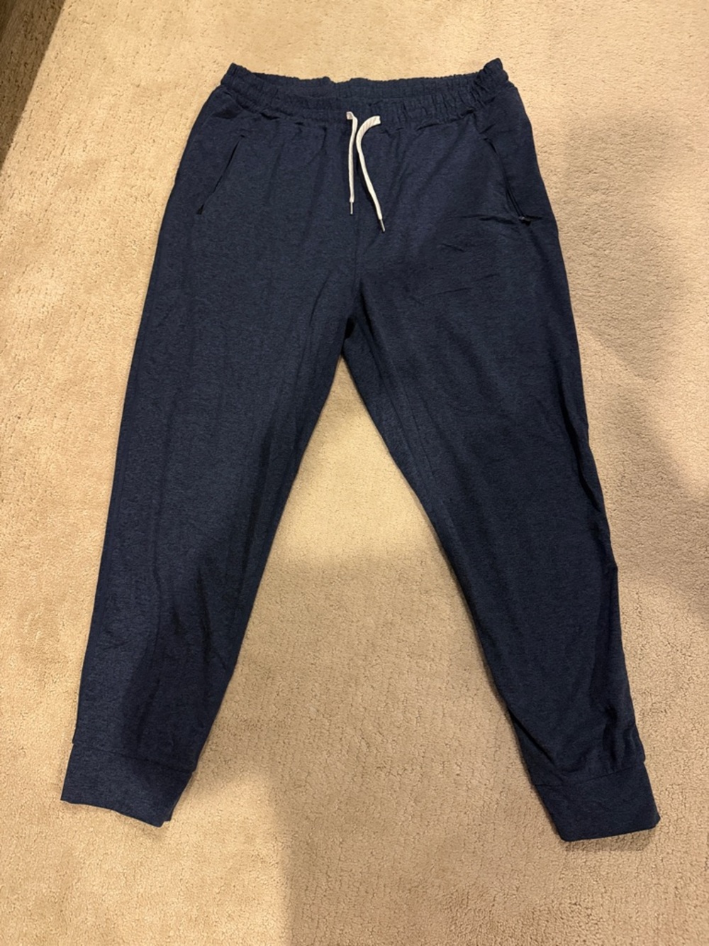 Vuori Navy Blue Elastic Waist Joggers with White Drawstring